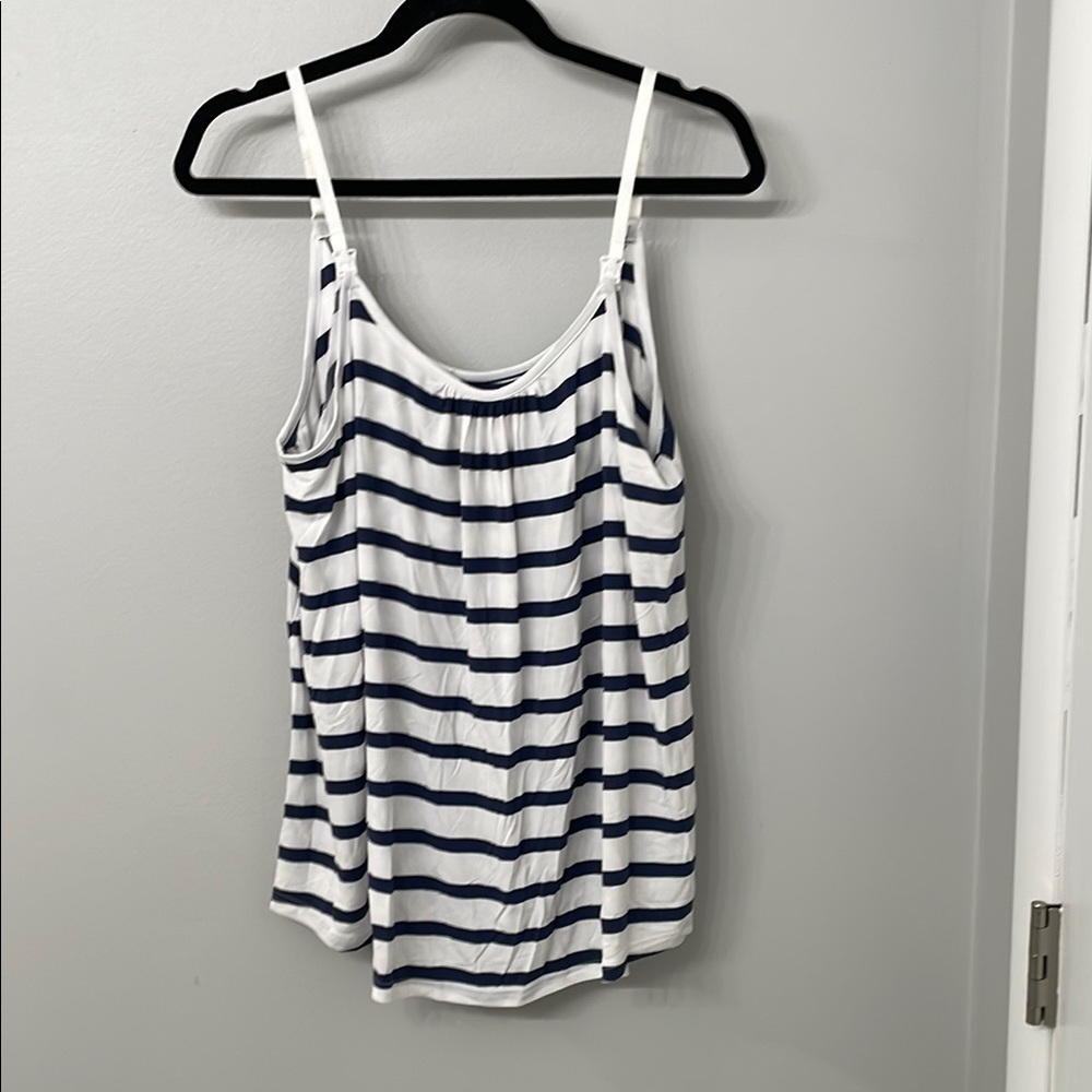 Striped Navy and White Women's Top Maternity/Nursing